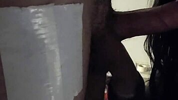 Intense interracial cumshot on college teen's big natural asian tits