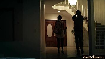 classy petite teen spooned by stepbrother