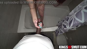 Black step daddy catches babysitter masturbating