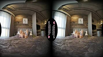 mika teases her cock solo in vr, masturbating with toys