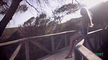 petite talia mint masturbates beautifully on a public beach with cute vibes