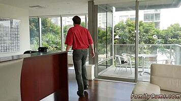 Stepmom And Buddys Stepdaughter Have Sex Almost Caught By Stepdad On Couch