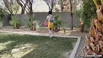 I love how Ella Voneva's Asian pussy gets rammed by Diamond Banks with a strap-on