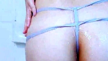 Step sister feels aroused in wet shower with big ass and tits