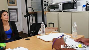 Teen Sucks Huge Black Cock During Work Interview