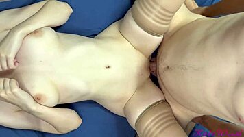 Rough fucking my hot teen girlfriend in stockings 😈💦