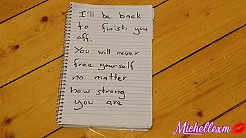 Blonde bodybuilder milf attempts to break free from tight bondage in gym