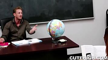 naughty girl seduces her older teacher with a blowjob