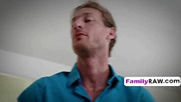 Stepdad Ignores Rules for Rough Teen Blowjob and Hardcore Fucking with Natural Brunette Tits