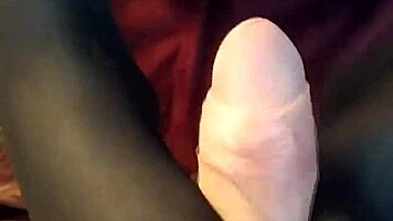 doing my first footjob in stockings for a cumshot
