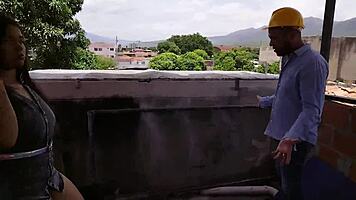 the sexy roof engineer gets invited to fuck naked next to tools
