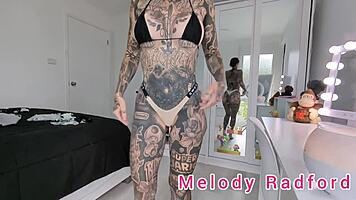 Just chilling with Melody Radford trying on sexy g-strings and micro bikinis