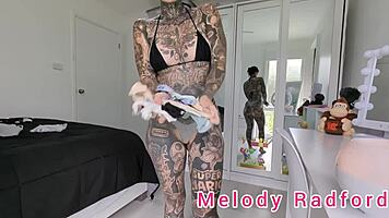 Just chilling with Melody Radford trying on sexy g-strings and micro bikinis