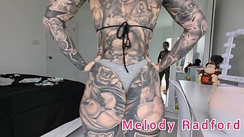 Just chilling with Melody Radford trying on sexy g-strings and micro bikinis