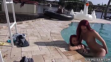 Amateur blonde teen with huge tits experiences first time threesome in cronys love pov.