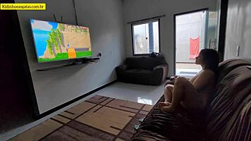 hot girl spreads legs on couch for fuck