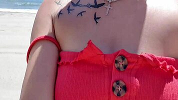 Sexy Teen 18+ Dares Extreme Play on Public Beach