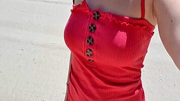 Sexy Teen 18+ Dares Extreme Play on Public Beach