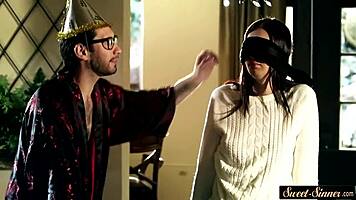 Gorgeous babe fucked hard and creamed by stepbro, wow!