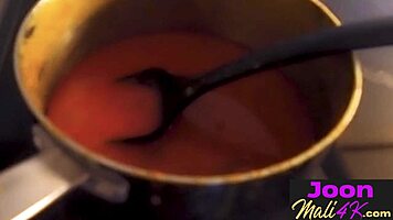 Joon Mali poses sexy in the kitchen