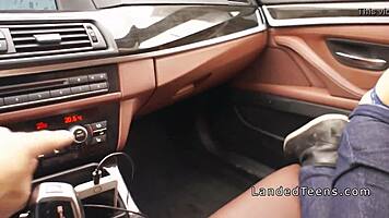 big tittied teen 18+ tries anal in a parked car. she moans loud
