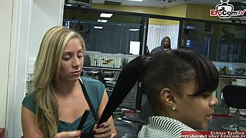 Skinny blonde with small 18+ tits craves a big black cock. She got picked up quick!