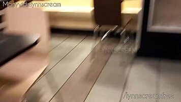 Risky McDonald's bathroom bang with cum on Latina ass!