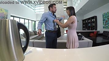 Hot Nanny Rides Boss's Cock When Webcam Catches Her Masturbating