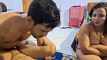 Beautiful Bengali Hot Bhabi Fucked by Friends in Threesome at Home