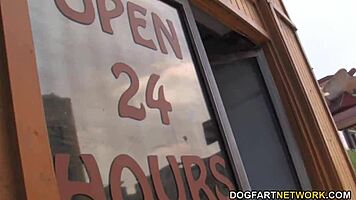 Nevaeh Keyz tries a huge white dick at the gloryhole