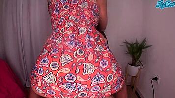 omg, my sexy culona roommate in short dress always up to no good... afternoons get wild, she ends naked with cum everywhere, homemade mess!