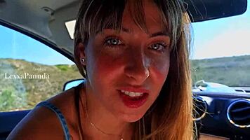 met cute blonde on road, convinced to suck dick and swallow cum