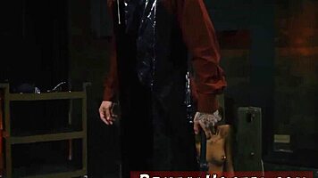 watch these youthful teens bound in bdsm using huge dildos through pants on webcam