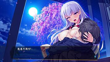 In the japanese hentai game babumi, a young 18+ anime girl engages in an intense h-scene with bukkake and blowbang elements.