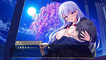 In the japanese hentai game babumi, a young 18+ anime girl engages in an intense h-scene with bukkake and blowbang elements.