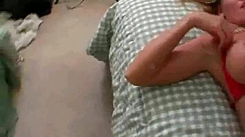 armani strips and gives a pov titty fuck with her petite teen 18+ body