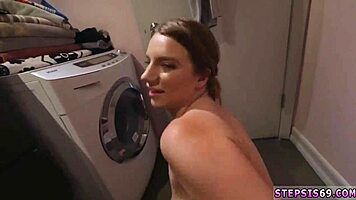 Blonde Stepsister Helps Out Her Stepbrother Jerking Off His Cock