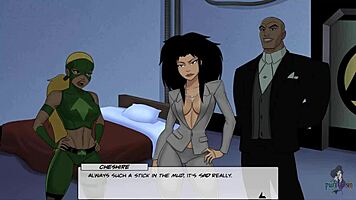 cheshire and artemis have fun playtime in dc comics cosplay with cheerleader costumes