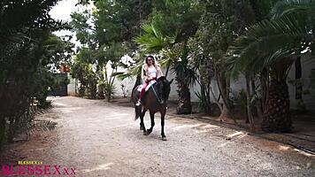 Intense bareback sex with VR glasses on.