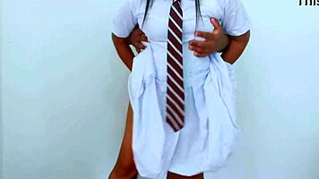 maid assists in costume cosplay session