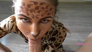 cute girl eagerly devours her husband's massive cock