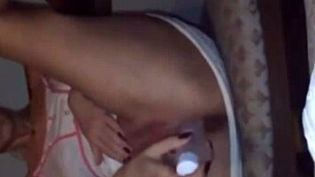 Hot Moscow slut uses bottle on all holes