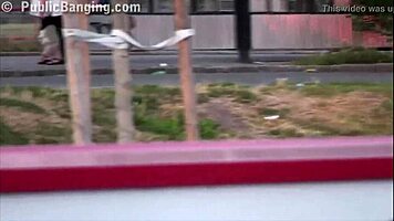 18 Year Old Girl Banged Hard by Two Teen Guys in Public Threesome