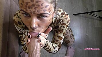 cute girl eagerly devours her husband's massive cock