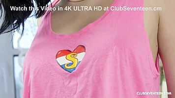 Tattooed Busty Teen Uses Black Dildo