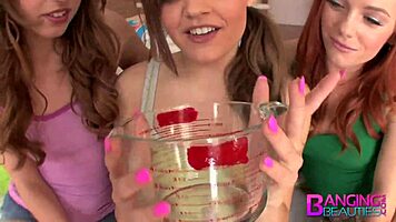 banging teen beauties lexi belle in a triple blowjob tag team