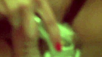 Solo Blonde Babe Showers and Pleasures Her Shaved Pussy