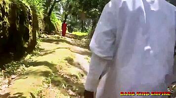 fucking that african goddess outdoors, creampie in the bush