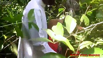fucking that african goddess outdoors, creampie in the bush
