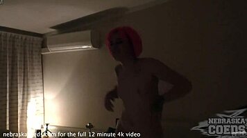 super sexy striptease from 19yo brille and pussy play behind scenes?